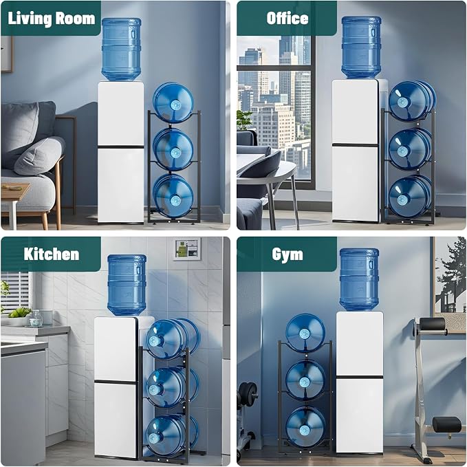 MYLOLF 5 Gallon Water Jug Holder : 4 Tier Water Jug Stand Holder for 5 Gallon Water Dispenser- 5 Gal Water Bottle Storage Rack Organizer for Home Kitchen Garage (3 Tier) - Image 6