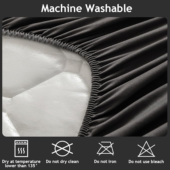 Queen Mattress Protector Waterproof, 18" Deep Pocket Mattress Cover - Lab Tested Leakproof, Oeko-TEX Certified, Breathable & Noiseless, Machine Washable,Queen Fitted Sheet Only (Black)