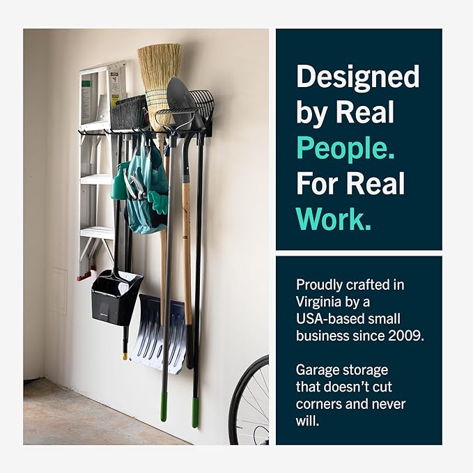 StoreYourBoard 36" Garage Tool Organizer Wall Mount | Garden Tool Organizer System | Heavy Duty Garden Tool Storage Rack for Yard Tools Rakes Shovels 250lbs Garage Organization | 4 PVC Coated Hooks - Image 6
