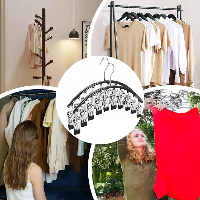 Legging Hangers for Closet Organizer, Hat Hangers for Closet 2 Pack with 10 Clips Holds 20 Leggings, Legging Hanger, Pants Storage Organizer Suitable for Socks, Panties, Underwear, Pants (White) - Image 7