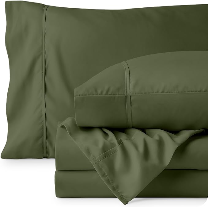 Bare Home King Sheet Set - 1800 Ultra-Soft Microfiber King Bed Sheets - Double Brushed - Deep Pockets - Easy Fit - 4 Piece Set - Bedding Sheets & Pillowcases (King, Cypress)
