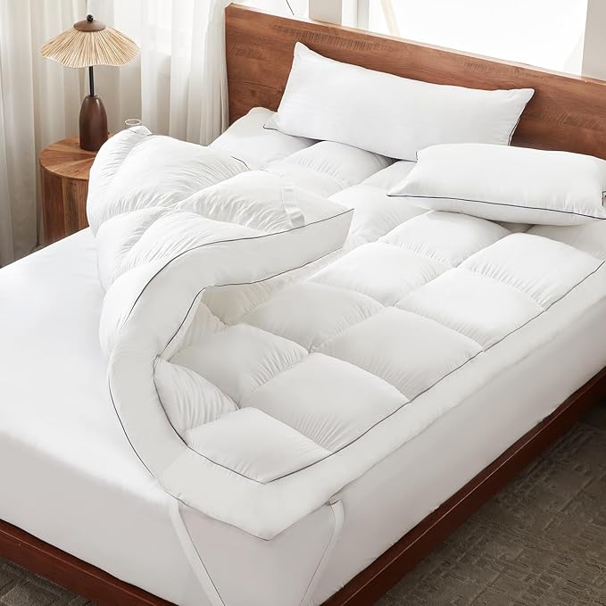 Decroom 5 Inch Memory Foam Mattress Topper King for Back Pain Relief, Filled with Breathable Memory Foam Pillow Topper Soft Fluffy Supportive Bed Mattress Pad, 80x78x5 Inch