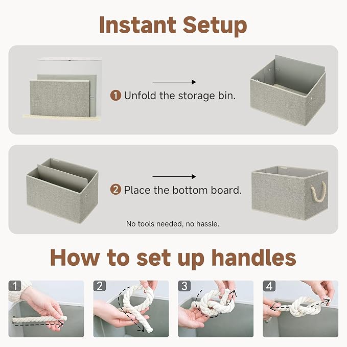 StorageWorks Storage Baskets for Shelves, Closet Organizers and Storage Bins, Fabric Organizer Bins for Clothes, Closet Shelf Organizer, Gray, Large, 3-Pack - Image 7