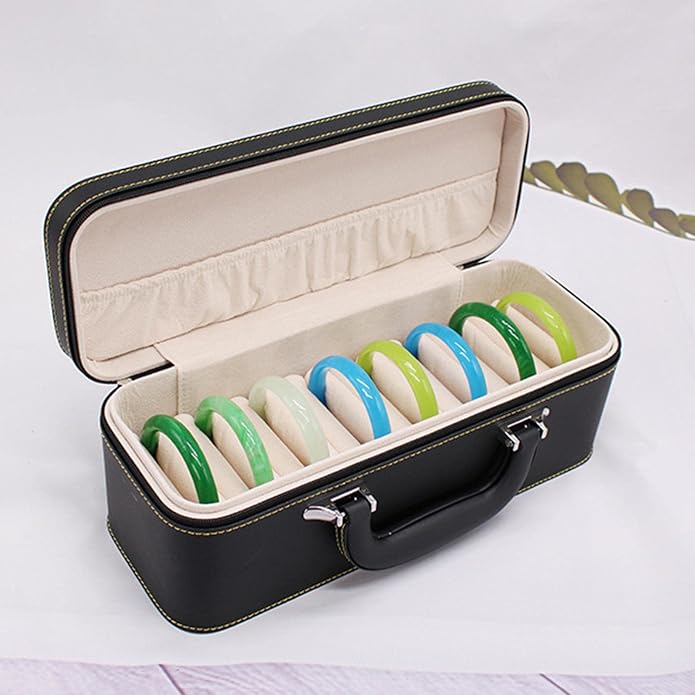 Yiju 15 Slots Bangle Box, Jade Bracelets Display Case Storage Case Jewelry Organizer PU Leather Bracelet Case for Retail Stores Dresser Engagement - Image 9