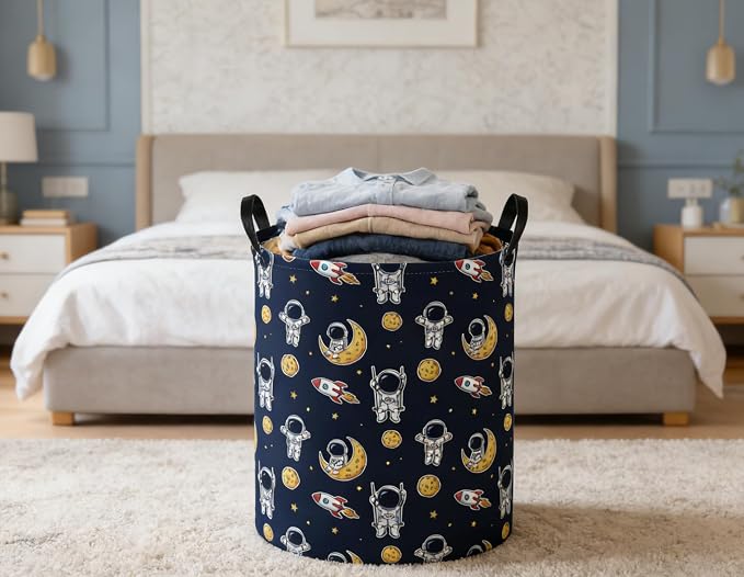Kids Laundry Basket Space Hamper for Nursery Boys Hamper Cute Kids Storage Bin Room Decor for Home(Astronaut) - Image 6