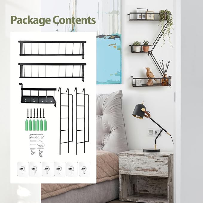 SweetSage Fire Escape Wall Shelf, Modern City Corner Wall Decorative Action Figure Metal Display with Mini Shelf, Black 2.5 Tier - Image 7