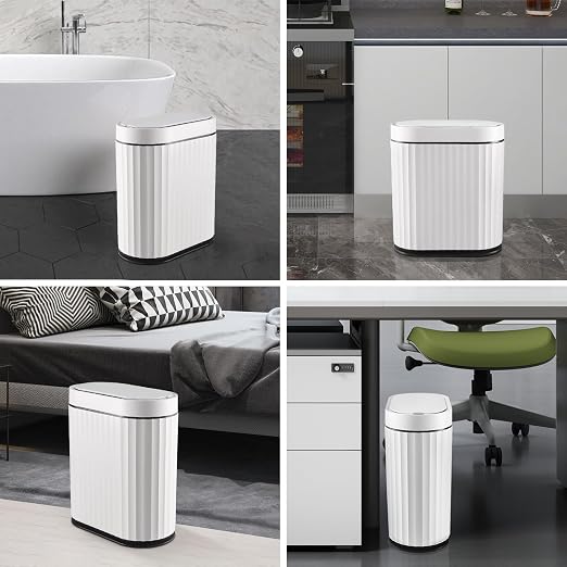 ELPHECO Bathroom Trash Can with Lid 2 Gallon Small Sensor Garbage Can, Slim Smart Trash Bin, Waterproof Automatic Wastebasket, Narrow Plastic Garbage Bin for Bathroom, Kitchen, Office, Black White - Image 7