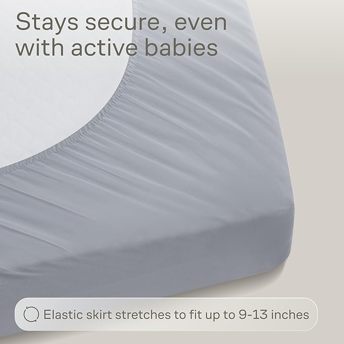 Niagara 2 Pack Viscose Made from Bamboo 100% Waterproof Crib Mattress Protector, Soft Breathable Crib Mattress Protector with Deep Pocket, Crib Mattress Pad for Toddler and Baby (52x28, Gray)