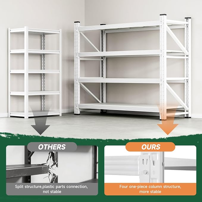 Letaya 3000LBS Storage Shelves Heavy Duty,70" H Garage Shelving Units, 4 Tier Adjustable Utility Rack Shelf,Large Metal Industrial Shelves,for Shop,Warehouse,Basement (48" W x 24" D x 70" H) - Image 8