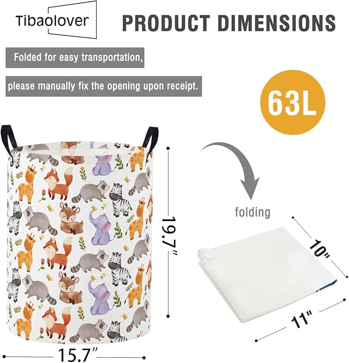 Baby Laundry Basket Baby Nursery Hamper Kids Laundry Basket Toy Storage Bin for Boys Room Decor Gift Baskets for Bedroom Bathroom(Animal) - Image 6