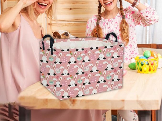 Easter Basket for Kids Gift Bunny Easter Basket Empty Baby Easter Basket for Boys and Girls Rectangular Toy Storage Basket Organizer Bin Box Cute Easter Egg Room Decor for Home - Image 7