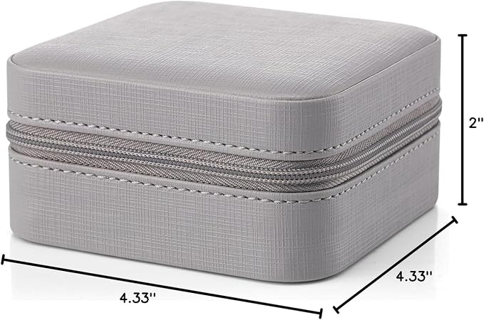 Vlando Small Travel Jewelry Box Organizer Display Case for Girls Women Gift Rings Earrings Necklaces Storage, Light Grey - Image 8