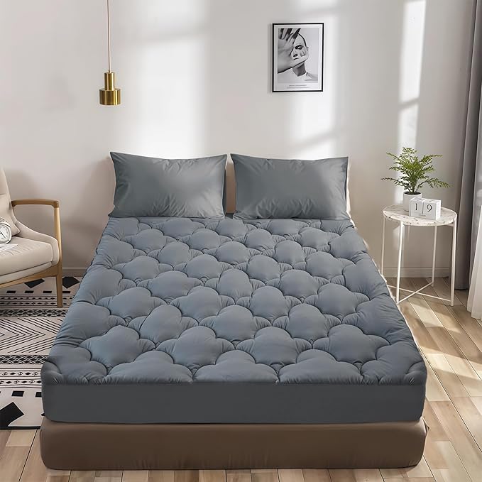 Mattress Topper King Size Pillow Top - Extra Thick Padded Mattress Pad & Protector, Breathable Fitted Deep Pocket 8-21, Ultra Soft & Supportive