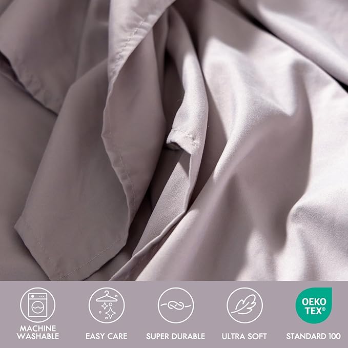 ClevaHome Full Size Sheet Set - 6 Piece Soft Breathable Luxury Bed Sheet Set - Shrinkage & Fade Resistant Embroidered Bedding Sheet with Deep Pocket, 2 Extra Pillowcases (Full, Purple Dove)