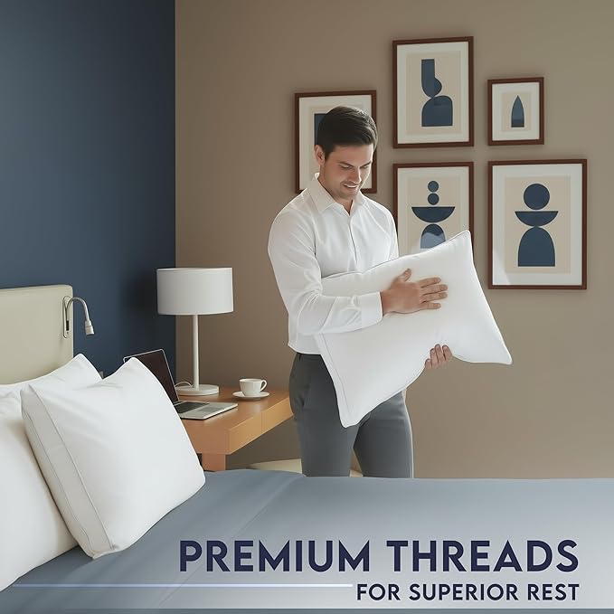 Utopia Bedding Bed Pillows for Sleeping Standard Size (White), Set of 2, Soft & Fluffy Pillow with Down Alternative Filling, Cooling, Hotel Quality, Gusseted Pillow for Back, Stomach or Side Sleepers