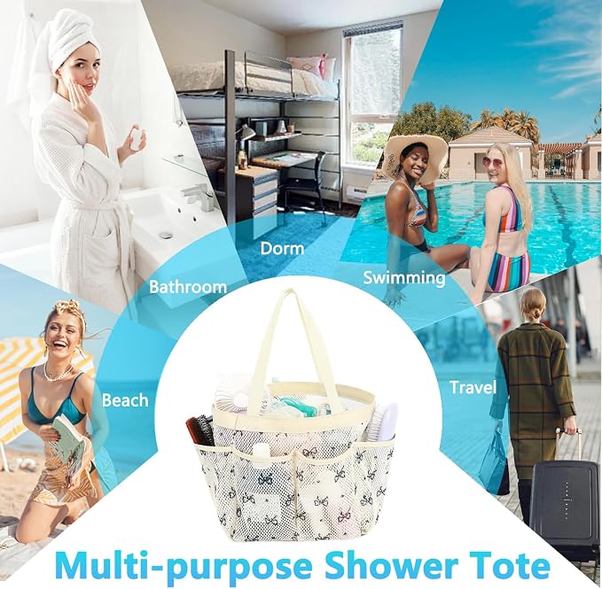 Fammart Mesh Shower Caddy Portable for College Dorm Room Essentials, 8-Pocket Large Shower Basket Tote Bag with 2 Handles for Toiletry, Bathroom, Beach, Camp, Gym - Image 8
