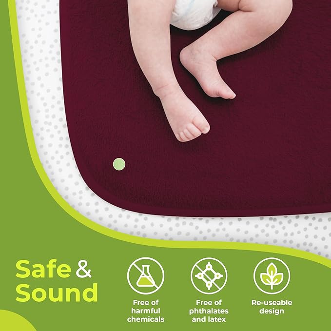 PeapodMats Bedwetting & Incontinence Waterproof Bed Mat - Reusable Underpad. Secure Placement & Breathable. Washable. Enviro Friendly 3x3 (Plum) Mattress Protector & Pee Pad for Kids & Adults