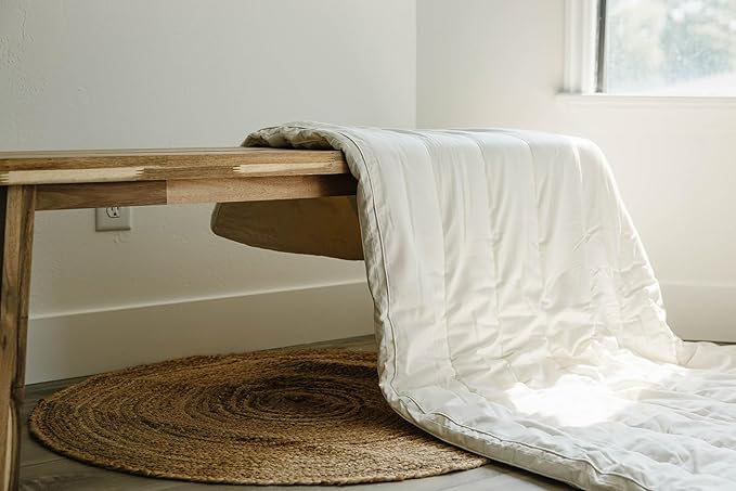 Woolino Wool Mattress Topper, Oeko-TEX Standard 100, Merino Wool Fill, Organic Cotton Sateen, Natural Temperature Regulating, Cooling, Pressure Relief, 1.2 in, Queen Size 60 x 80 in