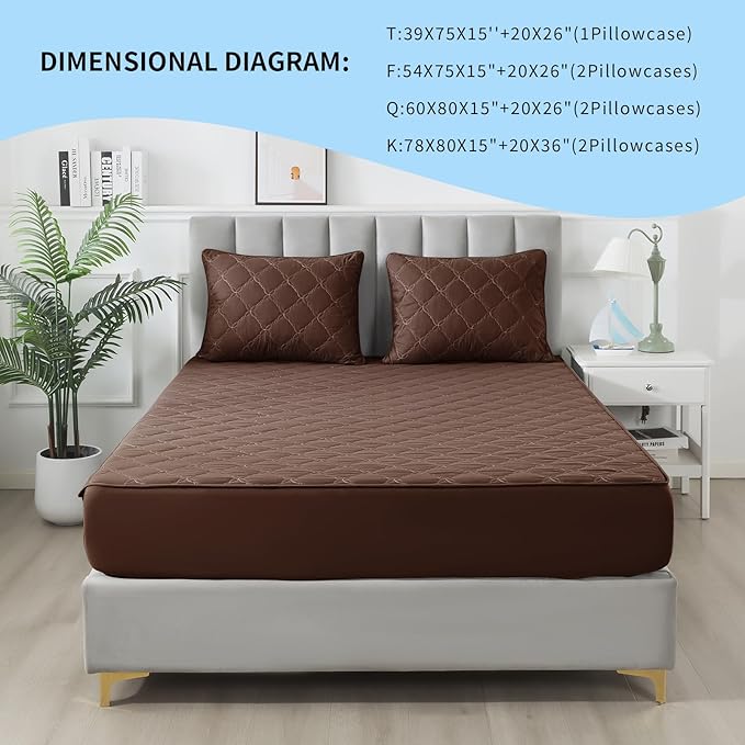 Waterproof Mattress Protector - King Size Mattress Pad Silent & Fitted Sheet Style | Full Bed Protection for Kids, Pets, Adults | Hypoallergenic, Machine Washable (Chocolate, King)
