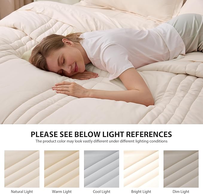 Queen Comforter Set Beige - Bed in a Bag Queen Size 7 Pieces, Soft Bedding Set for All Seasons, Premium Queen Comforter Set with Comforter, Sheets, Pillowcases & Shams