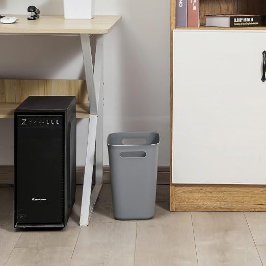 UUJOLY Plastic Trash Can Wastebasket, Garbage Container Basket for Bathrooms, Kitchens, Offices, Kids Rooms, Grey, 3.5 Gallon, 2 Pack - Image 5