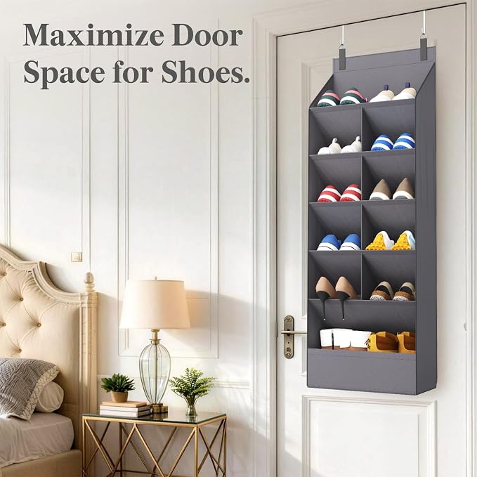 Lifewit 6 Tier Over the Door Shoe Organizer with 11 Large Deep Pockets, Fabric Hanging Shoes Shelf for Closet, Dorm Storage, Fit Up to 12 Pair Shoe Rack Holder for Sneakers, Boots, Gray - Image 9