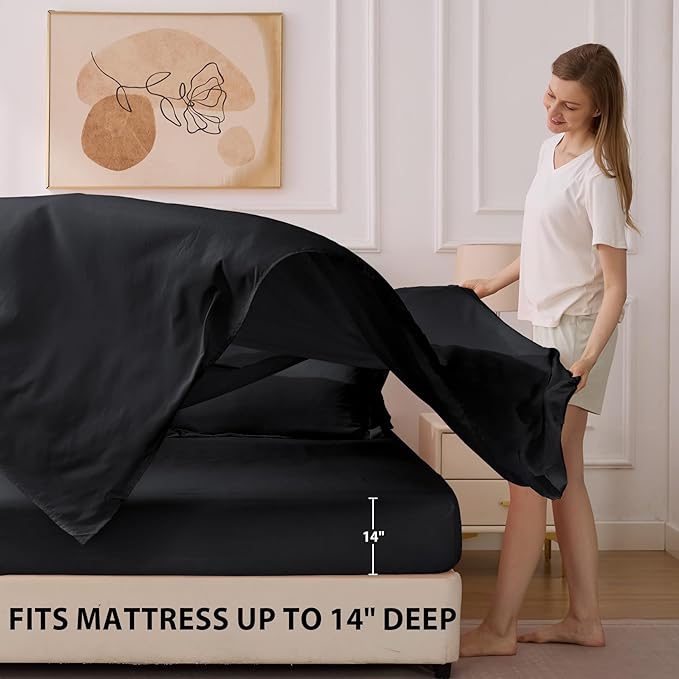 Twin XL Comforter Set Black - Bed in a Bag Twin XL Size 5 Pieces, Soft Bedding Set for All Seasons, Premium College Dorm Comforter Set with Comforter, 1 Sheet, 1 Pillowcase & 1 Sham