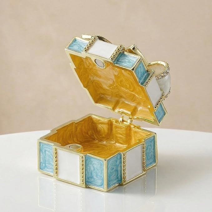 YU FENG Enamel Jewelry Box – Bow Design Hinged Trinket Organizer for Rings, Earrings, Jewelry, Mother’s Day & Birthday Gift - Image 8
