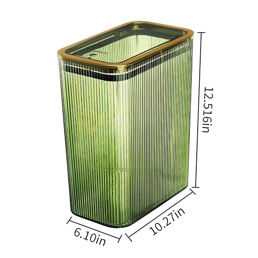 Transparent Trash Can, Bathroom Trash Cans with Lids, 2.6 Gallon Garbage Can for Bedroom, Office, Plastic Slim Waste Basket with Press Top Lid, 10L Clear Trash Bin for Home, Kitchen (Green) - Image 7