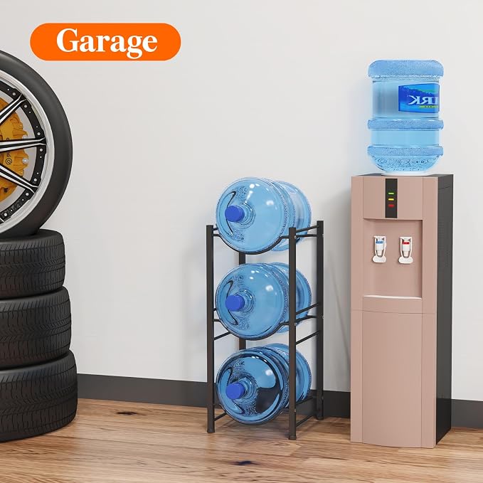 Lifewit 5 Gallon Water Jug Holder, 3 Tier Water Bottle Stand, 3 Slots Heavy Duty Water Dispenser Rack for Gallon Jugs, 126 lb/57 kg Capacity Detachable Water Jug Shelf Organizer for Home/Office Black - Image 9