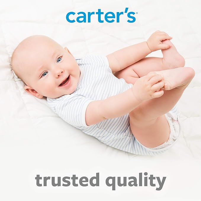 Carters Waterproof Fitted Crib Mattress Pad and Toddler Crib Mattress Protector - Baby Crib Mattress Cover - Protective Sheet for Boys and Girls Bedding Sets White (Pack of 2)