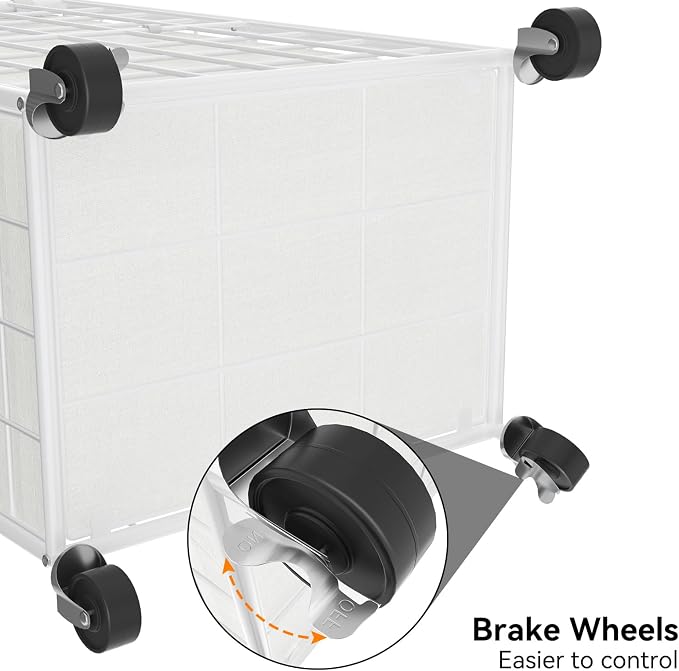 WOWLIVE Laundry Hamper with Wheels,Metal Wire Frame Rolling Laundry Basket with Removable bag,100L Dirty Clothes Hamper Organizer Dorm Room Storage for Bedroom,Bathroom,White - Image 7