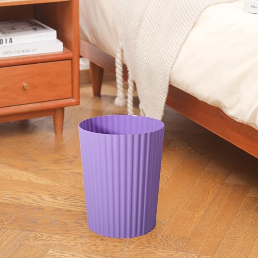 JiatuA Small Trash Can Plastic Wastebasket Round Garbage Container Bin for Bathroom, Kitchen, Bedroom, Home Office, College Dorm, Taro Purple - Image 7