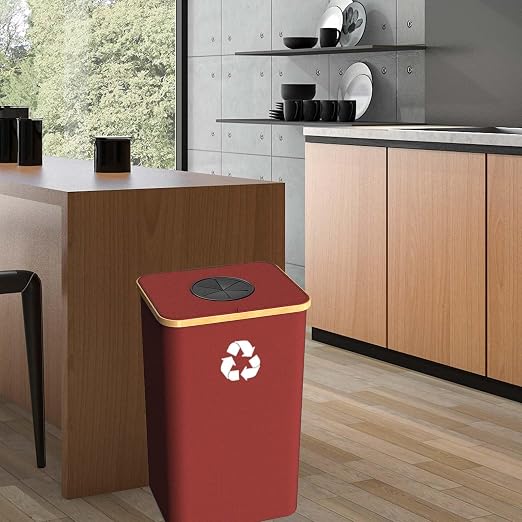 Recycling Bin for Kitchen Indoor Home, Large 100L/ 26 Gallon Recycle Bin with Lid Removeable Reusable Inner Bag Bottle Can Glass Waste Plastice Stickers (Red, 26 Gallon) - Image 7