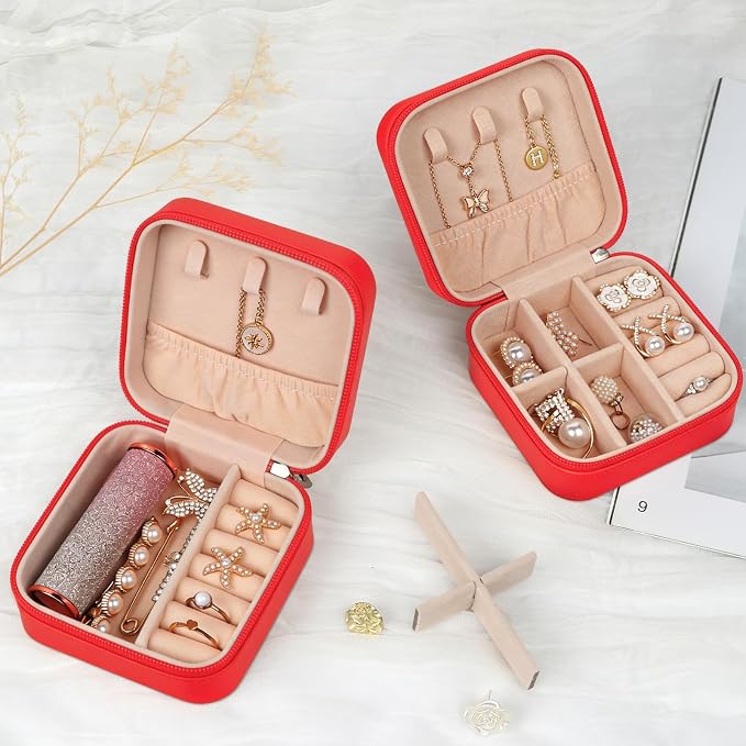 MFXIP Travel Jewelry Case Small Jewelry Box Jewelry Organizer Storage Case Portable PU Leather Mini Jewelry Travel Case for Girls Womens Earring, Necklace, Rings,Bracelets - Image 7