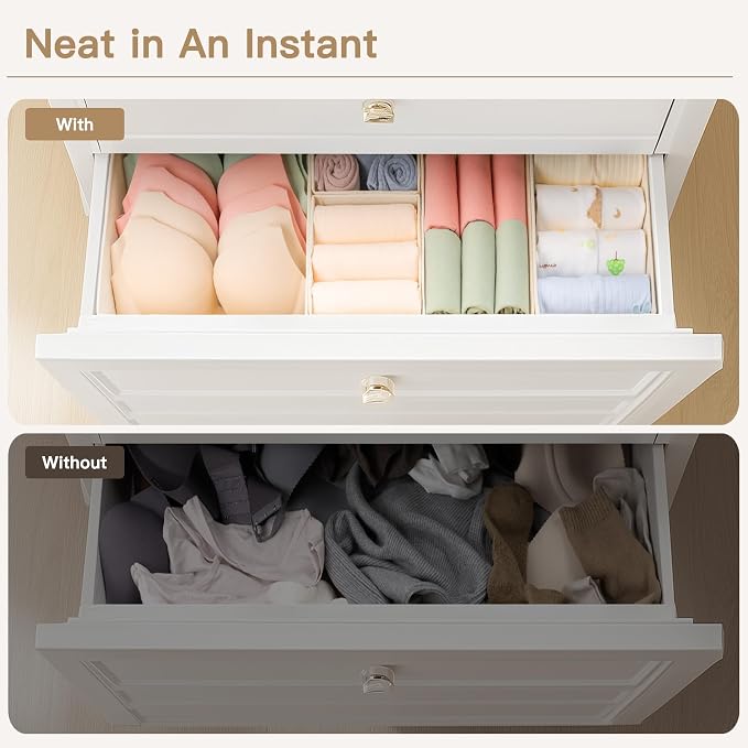 Criusia Drawer Organizer Clothes, 14 Pack Dresser Organizer for Baby Clothes, Underwear, Sock- Foldable Closet Organization and Storage Dividers Bins for Nursery, Bedroom and Dorm (Beige) - Image 9