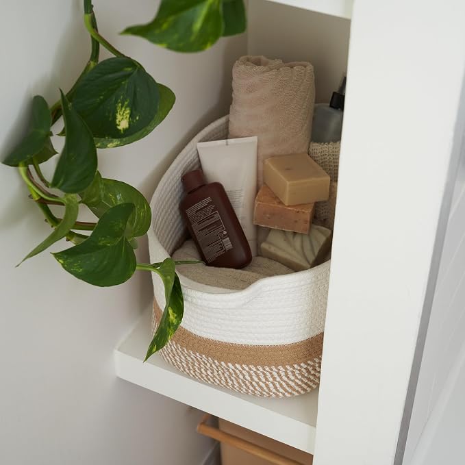 Stylish Cotton Rope Storage Basket For Dog Toys, Magazines or Books - The Perfect Woven Bin with Handles For Everyday Organization Reduces Clutter in Your Rooms - A Decorative Gift & Storage Box - Image 9