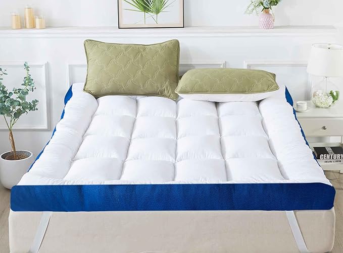WhatsBedding 5 Inch King Mattress Topper for Back Pain Relief, Filled with Breathable & Soft Memory Foam Pillow Top,4 Elastic Straps