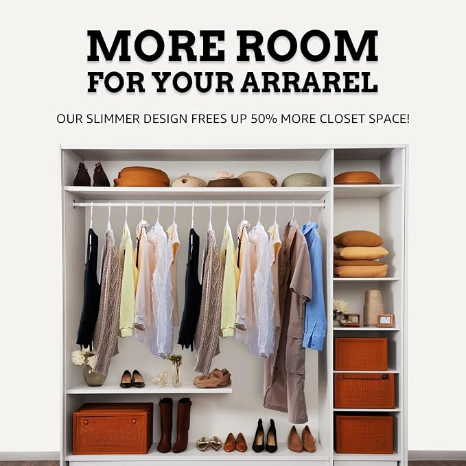 Our Modern Space 100 Pack Plastic Hanger for Shirt Pants Coats Dresses Skirts Suits Jackets - Standard Thick Coat Hanger - Sturdy & Durable Design with Shoulder Grooves Hook - Grey - Image 7