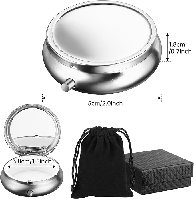 Mini Travel Jewelry Box with Built-In Mirror, Ultra-Portable Jewelry Holder for Rings, Necklaces, Earrings, Pills, Tea Bags, Small Accessories, Press-to-Open Multifunctional Storage (Silver) - Image 7