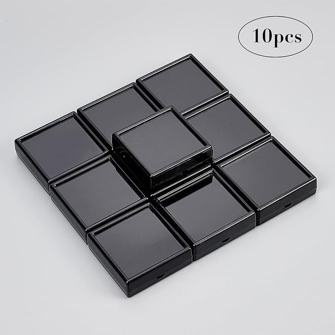 BENECREAT 10PCS Black Gemstone Display Box Square Acrylic Jewelry Box Container 2.4x2.4x0.8inch with Clear Top Lids and Sponge Inside for Mother's Day Festival Treat, Gems, Coins, Jewelry Packing - Image 7