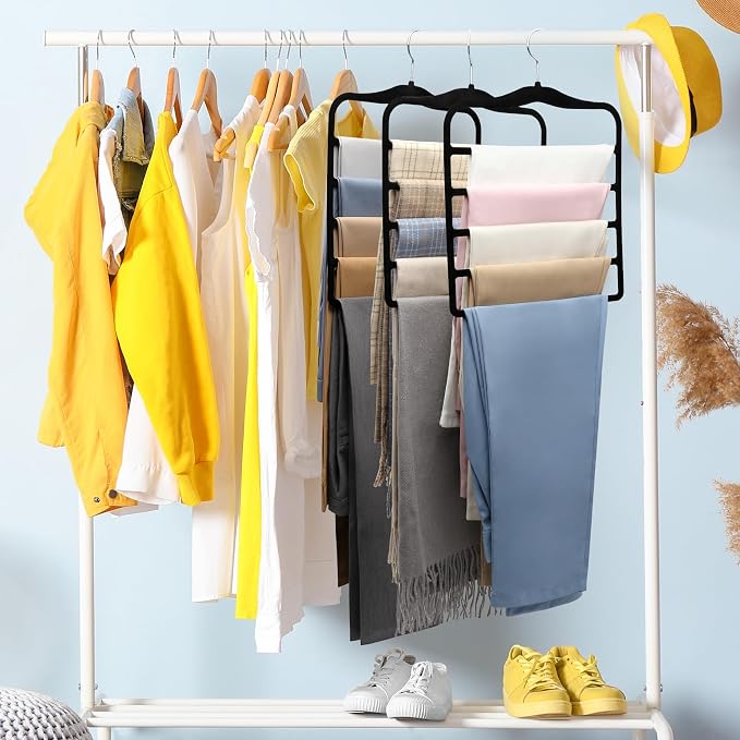 Closet Organizers and Storage,3 Pack Organization and Storage Pants-Hangers-Space-Saving,Velvet Hanger for Dorm Room for College Students Girls Boys Guys Hanging Jean Scarf - Image 8