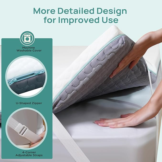 2 Inch Memory Foam Mattress Topper Queen Size, Soft Mattress Topper for Back Pain Relief, Orthopedic Bed Topper with 2-Sided Breathable Cover, Ergonomic 5-Zone Design, CertiPUR-US Certified
