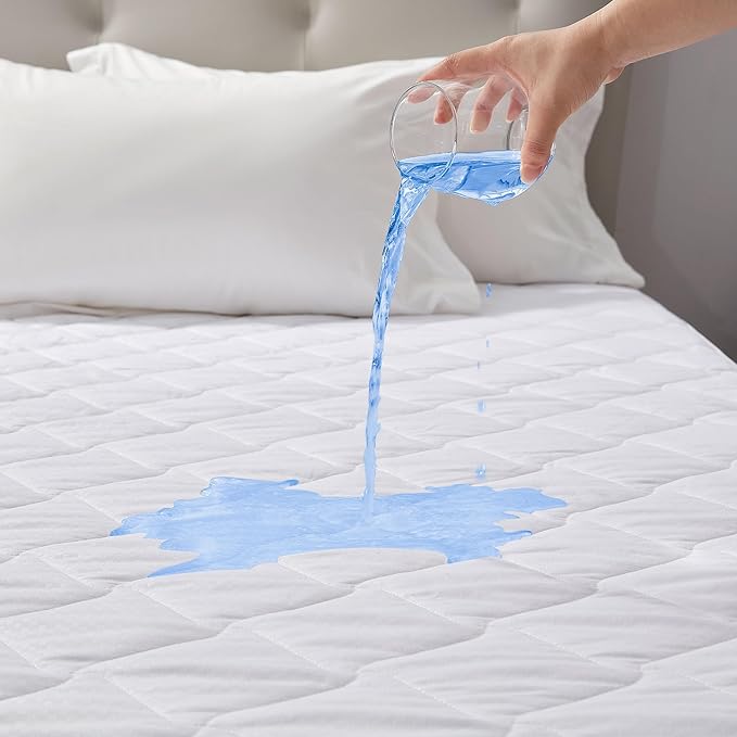 SLEEP ZONE Waterproof Mattress Protector Pad Twin XL Machine Washable, Breathable Mattress Topper with Deep Pockets, All-Season Use, Hotel Quality (Twin XL, White)