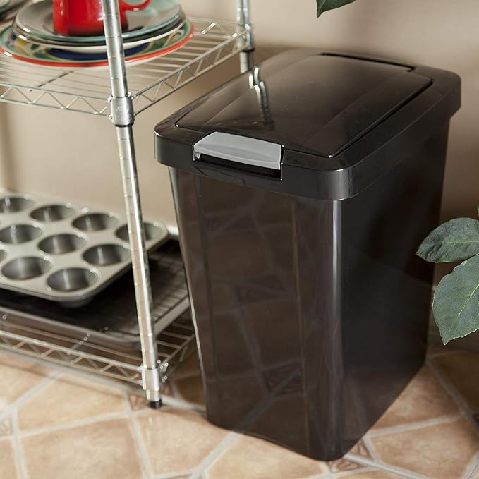 Sterilite 7.5 Gallon TouchTop Wastebasket with Lid That Opens with Touch, Conceals Trash in the Kitchen, Bathroom, Mudroom or Office, Black, 1-Pack - Image 4