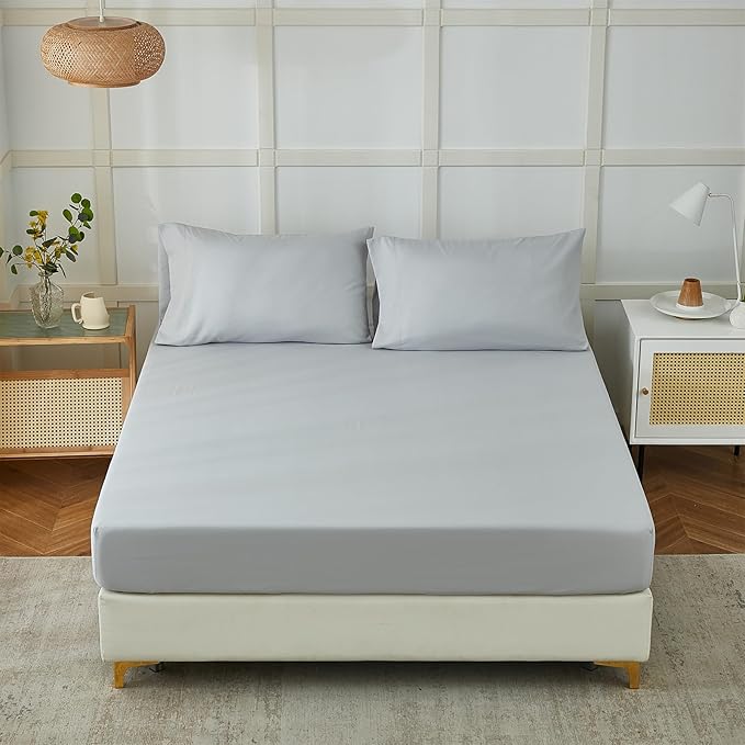 ILAVANDE Twin Sheets Set, Super Soft 1800 Series Microfiber Twin Bed Sheets Set for Kids-Wrinkle Free & Breathable-14 Deep Pocket Sheets Twin Size Bed Set(Twin,Light Grey)