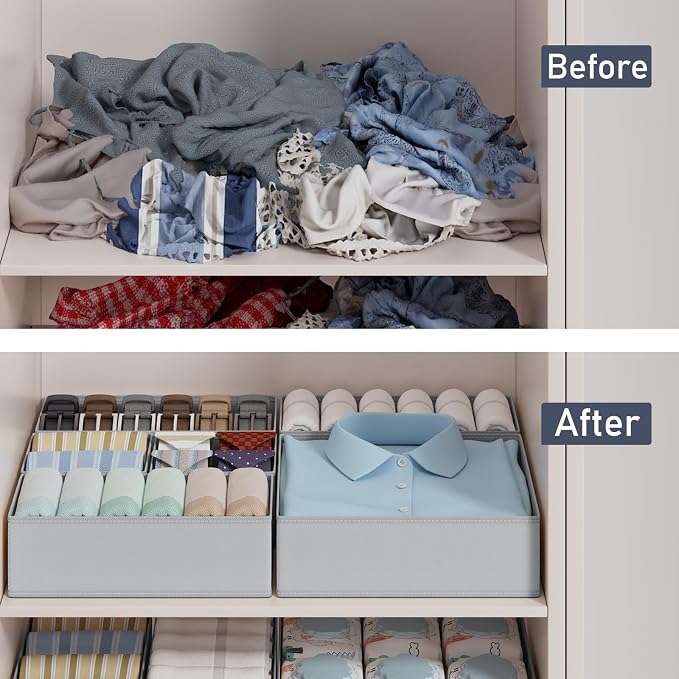 DIMJ Drawer Organizer Clothes Storage- 18 Pack Baby Dresser Organizer for Nursery, Foldable Closet Drawer Organizer Bins for Bedroom Organization, Fabric Storage Dividers for Socks, Underwears, Bras - Image 7