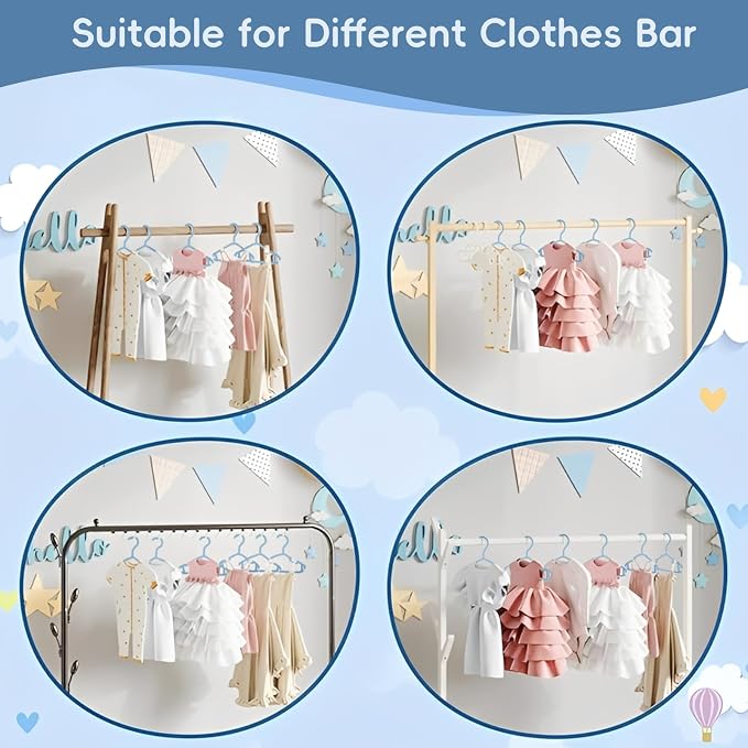 GoodtoU Baby Hangers, 100 Pack Kids Plastic Hangers for Small Childrens Baby Clothes Infant Child Nursery Closet Organization - Image 7