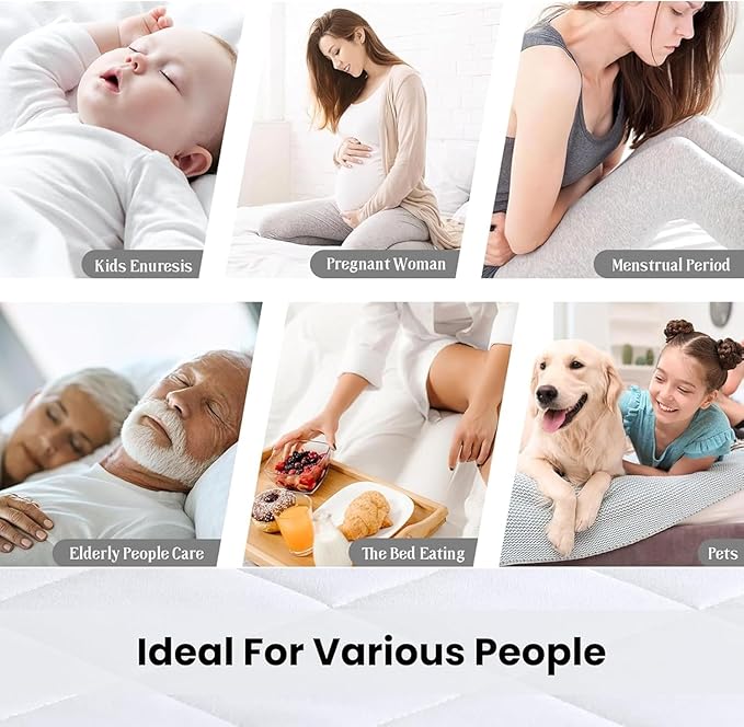 COTTONPASSION Full Size Waterproof Mattress Protector - Fitted with Stretchable Deep Pocket Mattress Cover, Soft Breathable & Noiseless Mattress Pad