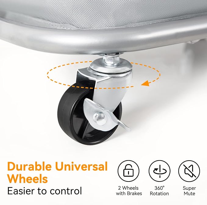 WOWLIVE 100L Rolling Laundry Hamper with Wheels Large Laundry Basket Organizer Laundry Cart with Steel Frame and Removable Bag Foldable Tall Dirty Clothes Hamper Dorm Room Storage for Bedroom (Grey) - Image 7